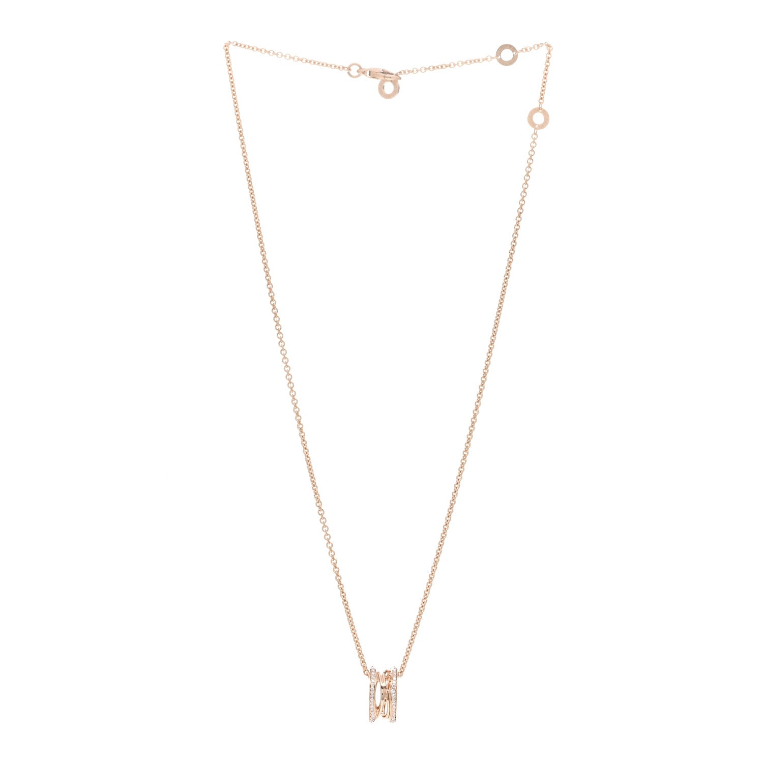 Bulgari 18K Rose Gold Diamond B.Zero1 Open Legends Pendant Necklace 3 of 4