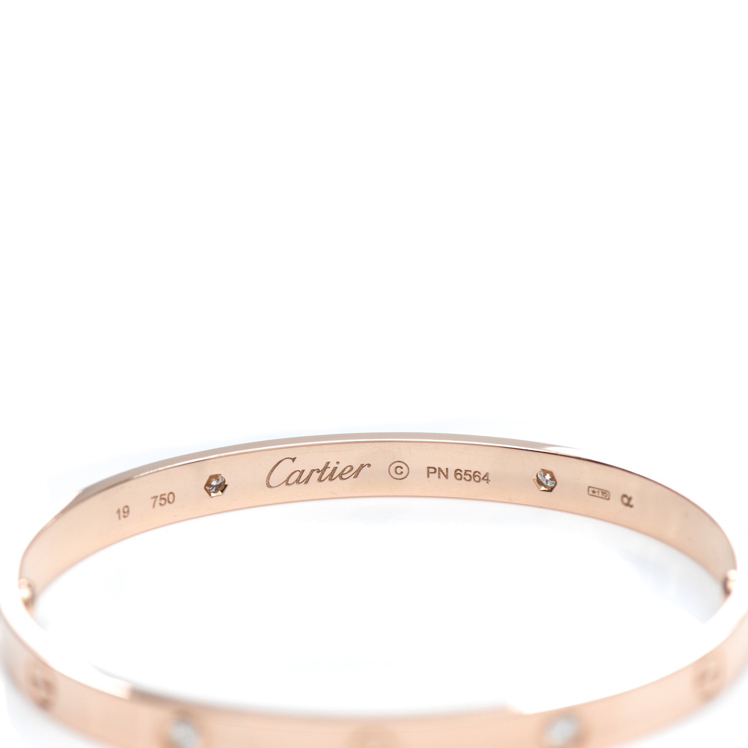 Cartier 18K Pink Gold 4 Diamond LOVE Bracelet 19 3 of 4