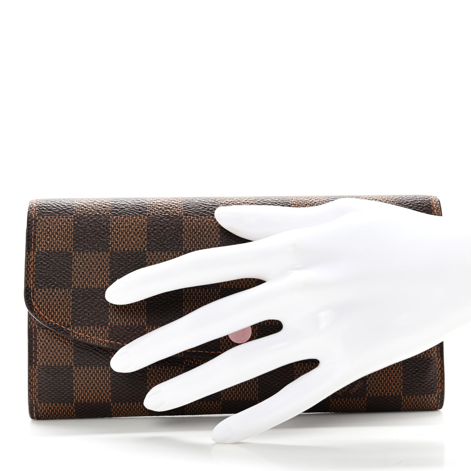 Louis Vuitton Damier Ebene Emilie Wallet Rose Ballerine 2 of 12