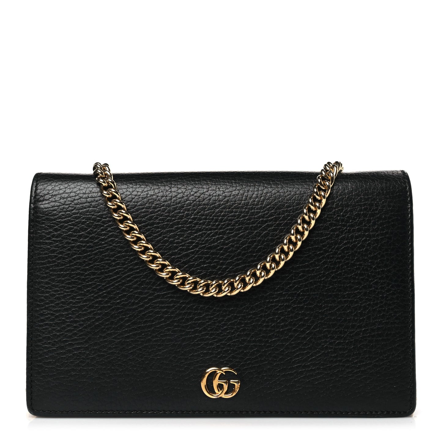 Calfskin Mini GG Marmont Chain Wallet Black
