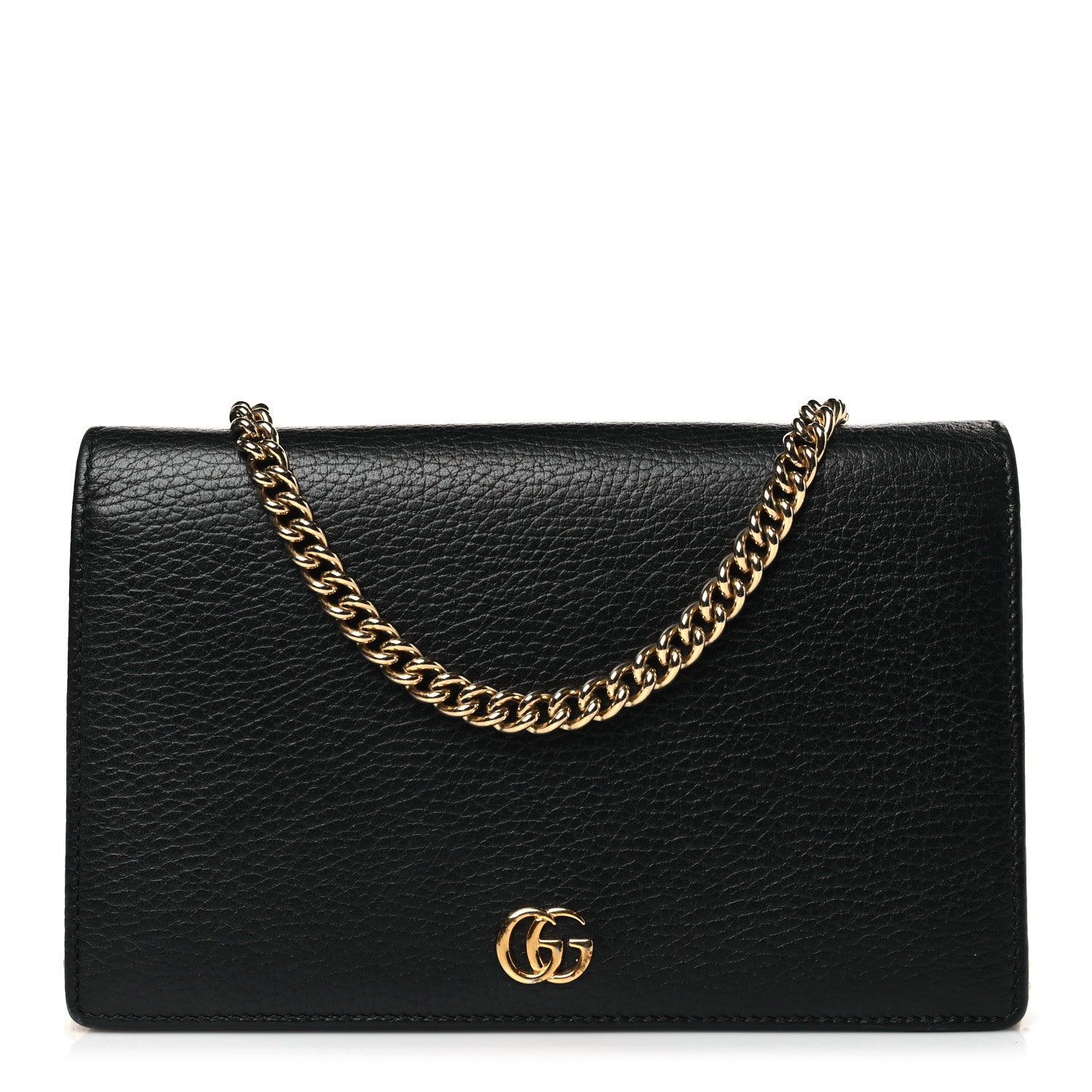 Gucci Calfskin Mini GG Marmont Chain Wallet Black 1 of 8
