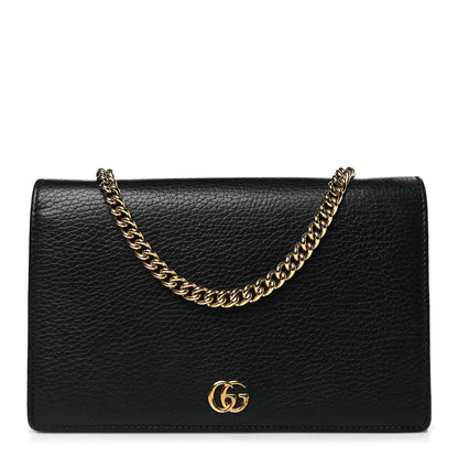 Gucci Calfskin Mini GG Marmont Chain Wallet Black 1 of 8