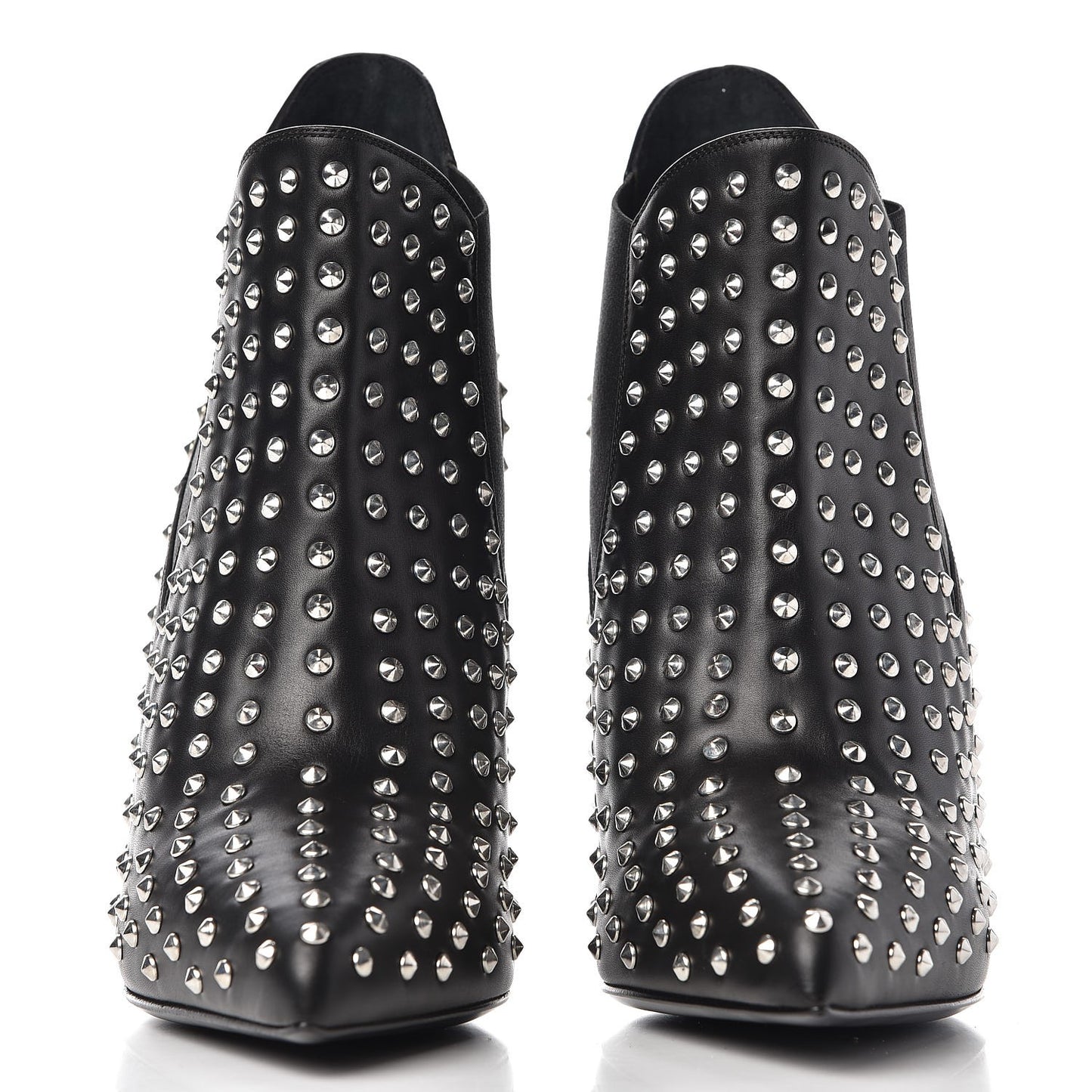 Calfskin Studded Ankle Booties Black