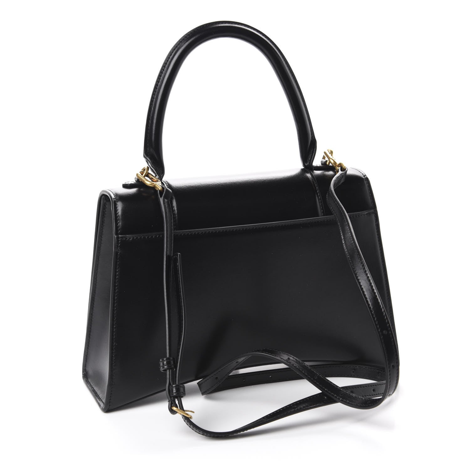 Balenciaga Shiny Box Calfskin Medium Hourglass Top Handle Bag Black 3 of 9
