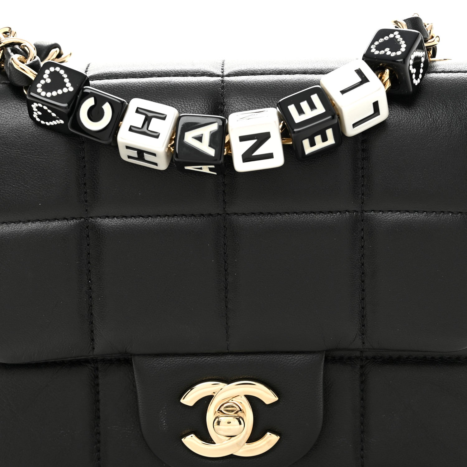 Chanel Lambskin Resin Crystal Square Quilted Mini Monacoco Flap Black 8 of 11