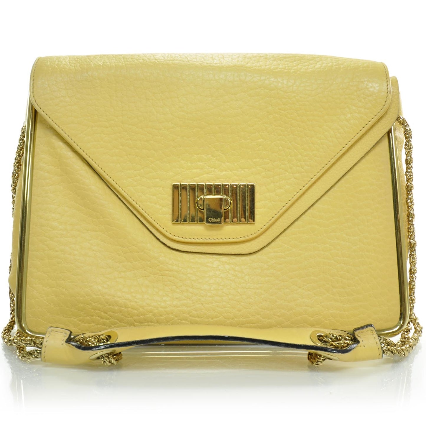 Grained Calfskin Sally Flap Bag Yellow