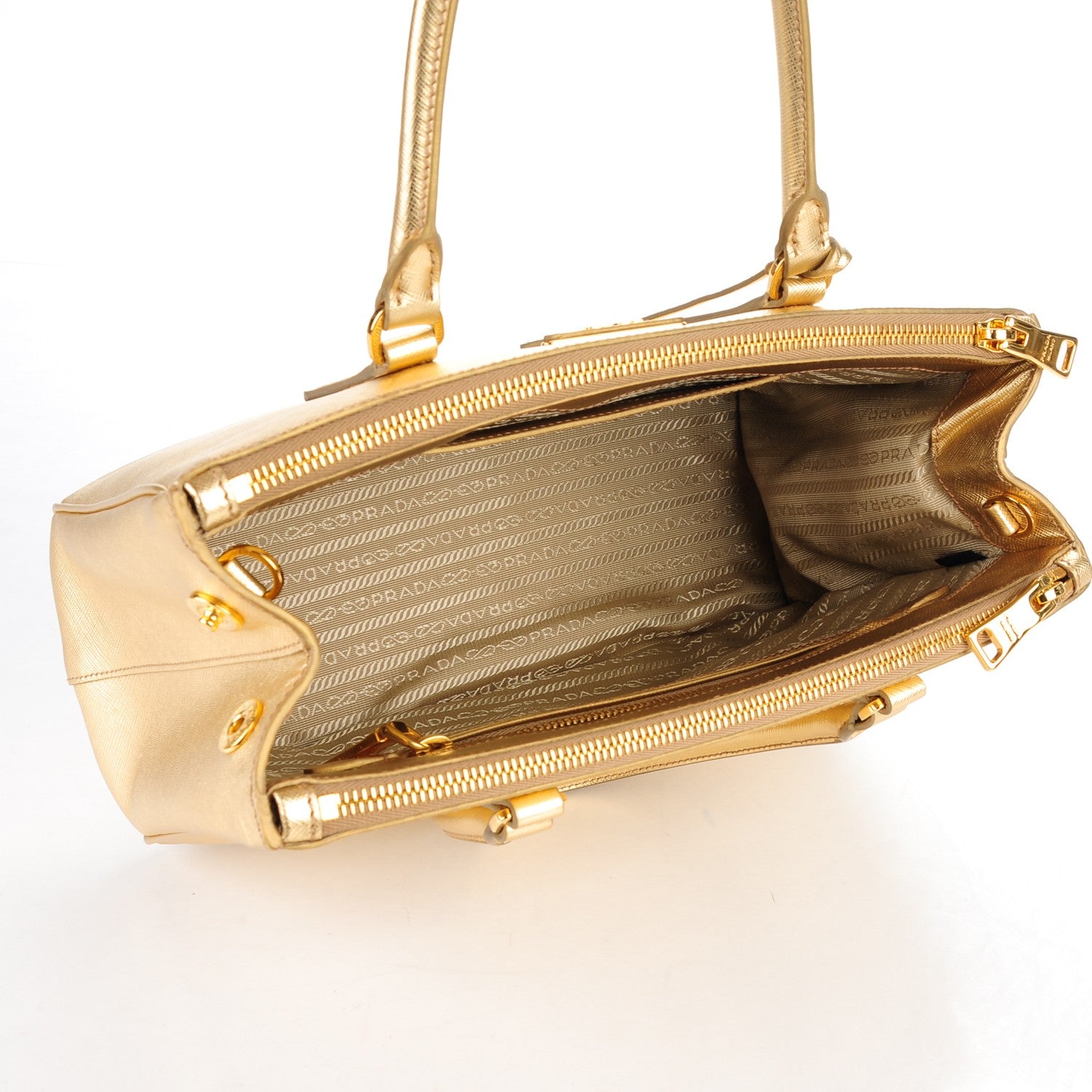 Prada Metallic Saffiano Small Galleria Double Zip Tote Platino 5 of 7