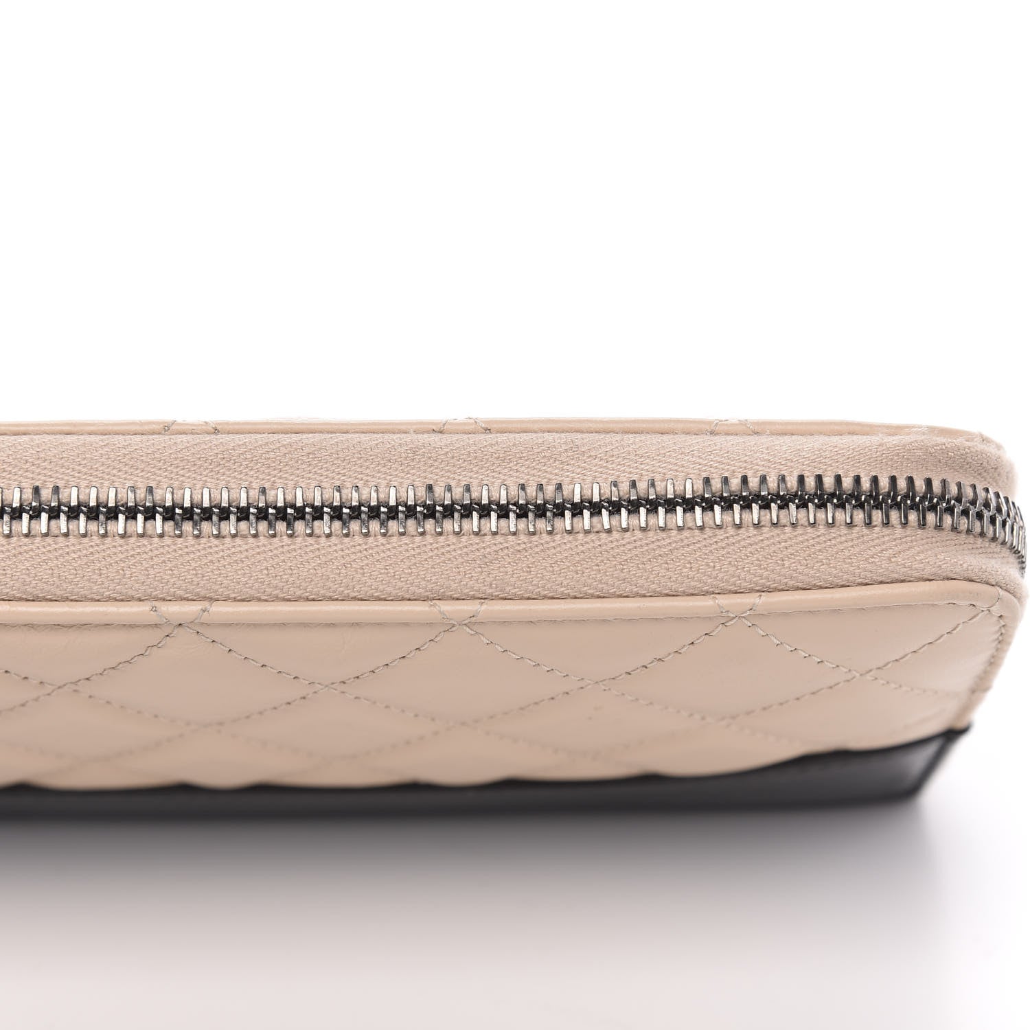 Chanel Aged Calfskin Quilted Large Gabrielle Zip Around Wallet Beige Black 9 of 10
