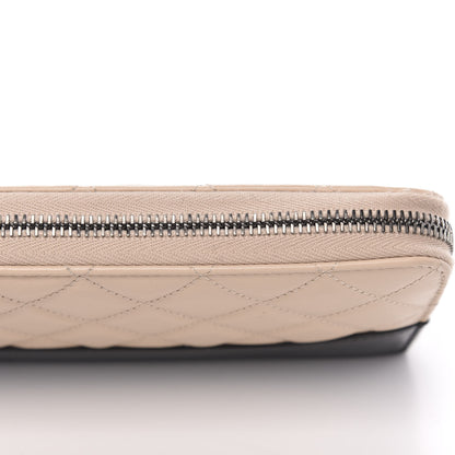 Chanel Aged Calfskin Quilted Large Gabrielle Zip Around Wallet Beige Black 9 of 10