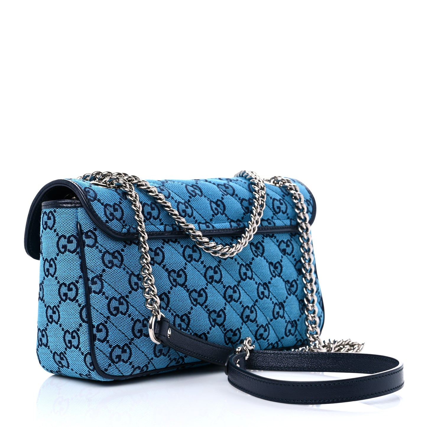 Monogram Multicolor Matelasse Diagonal Small GG Marmont Shoulder Bag Light Blue