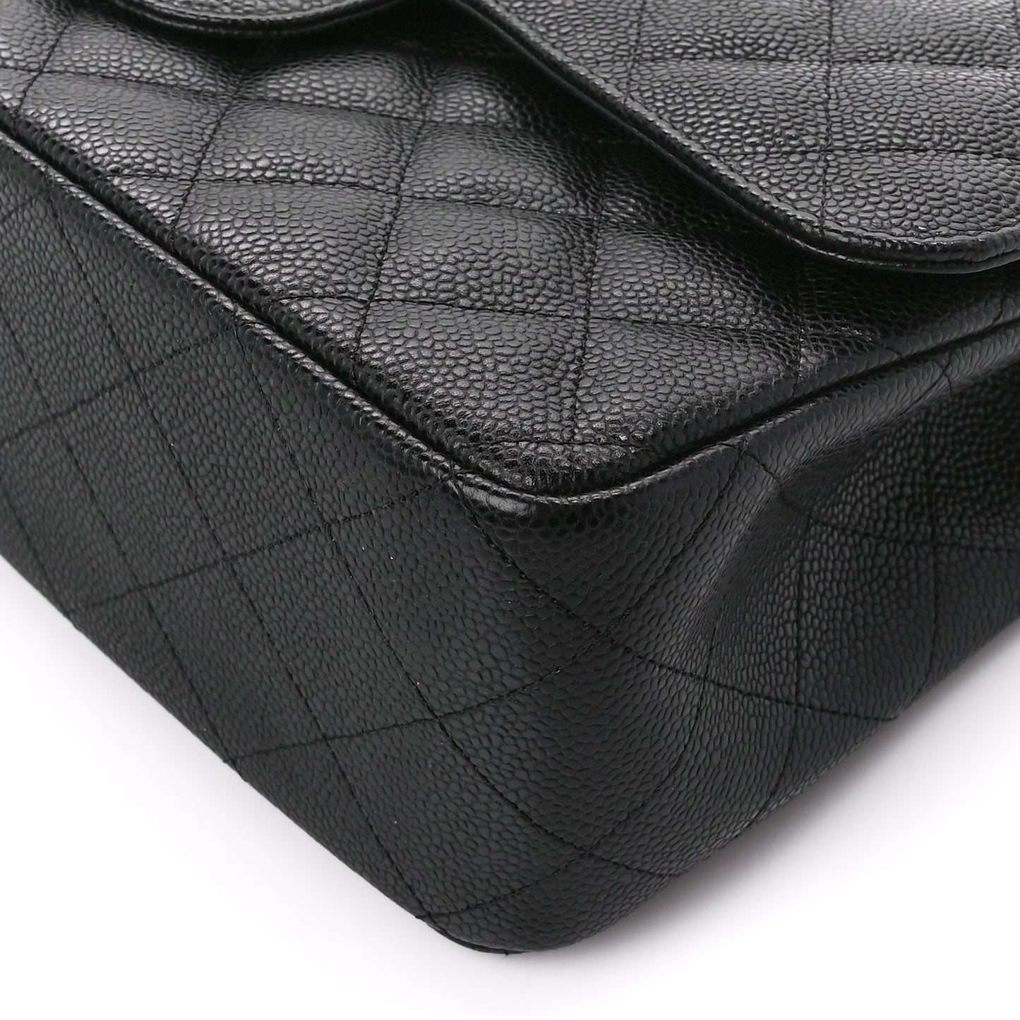 Caviar Quilted Jumbo Double Flap Black
