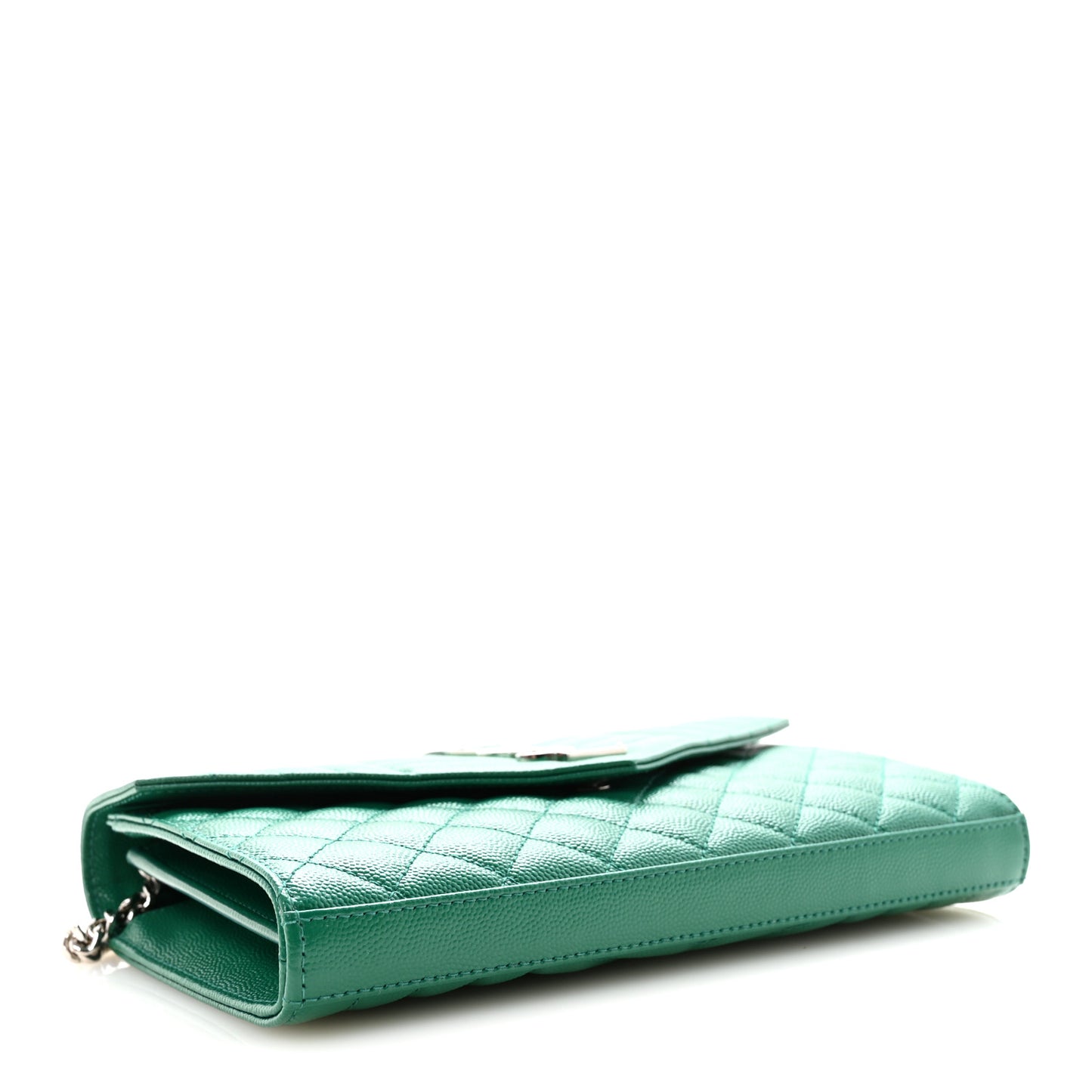 Grain De Poudre Mixed Matelasse Triquilt Monogram Chain Wallet Green Field