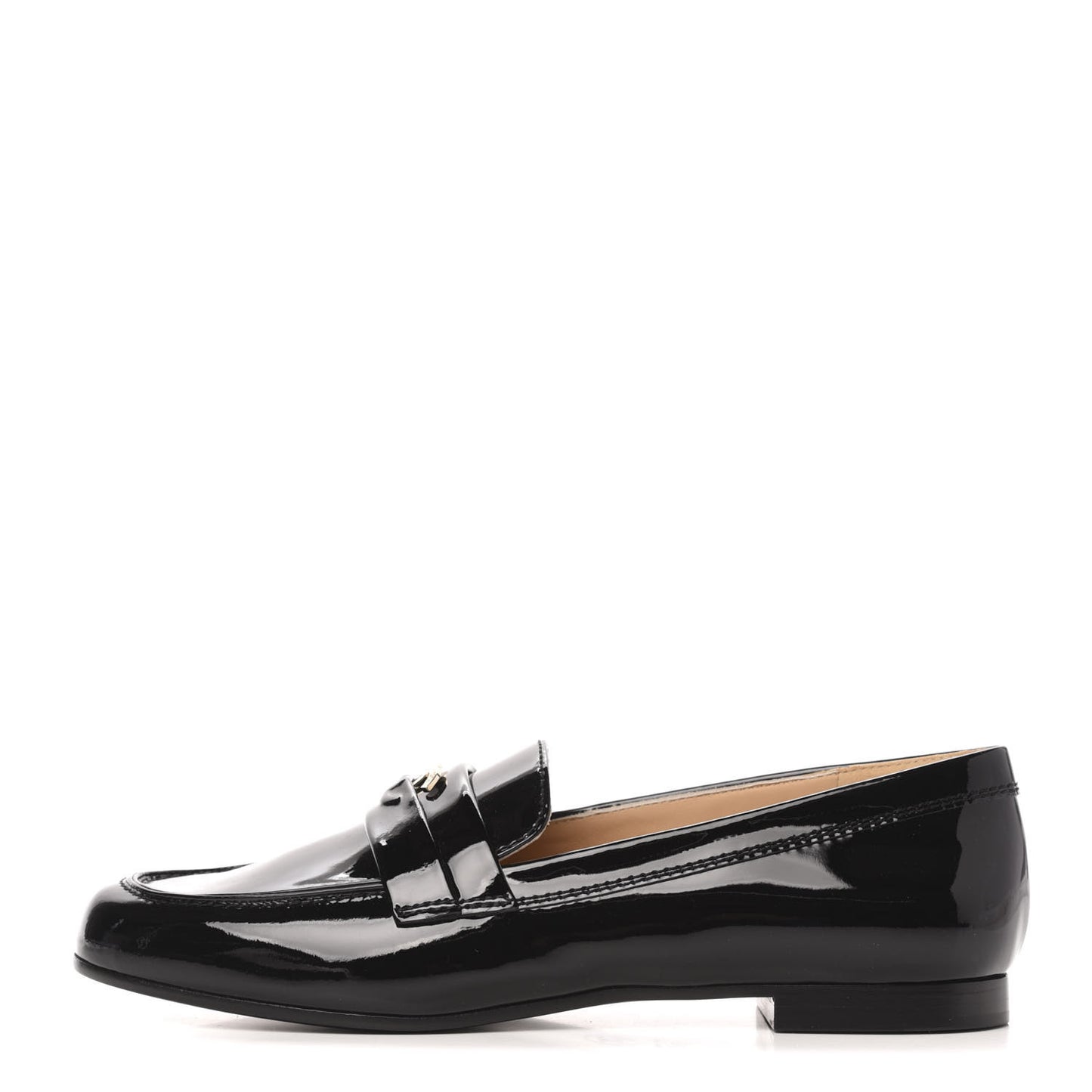 Patent Calfskin CC Mocassin Loafers 38.5 Black