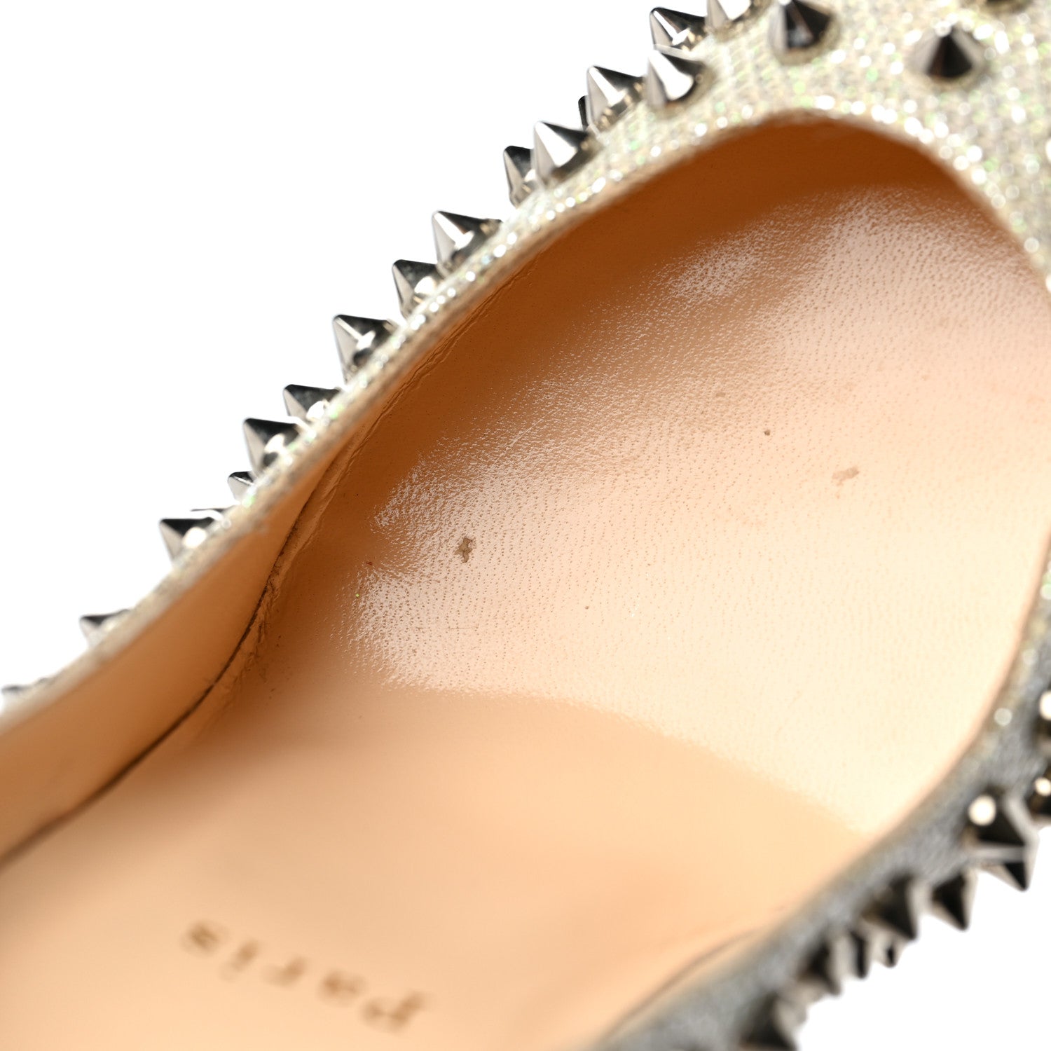 Christian Louboutin Glitter Diams Follies Spikes 100 Pumps 36 Colombe 9 of 9