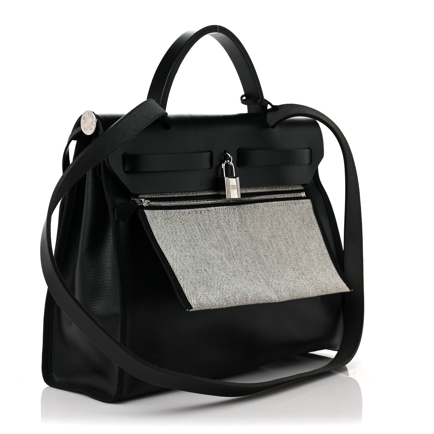 Hermes Toile H Berline Vache Hunter Herbag Zip PM 31 Black Ecru 3 of 7