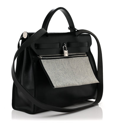 Hermes Toile H Berline Vache Hunter Herbag Zip PM 31 Black Ecru 3 of 7