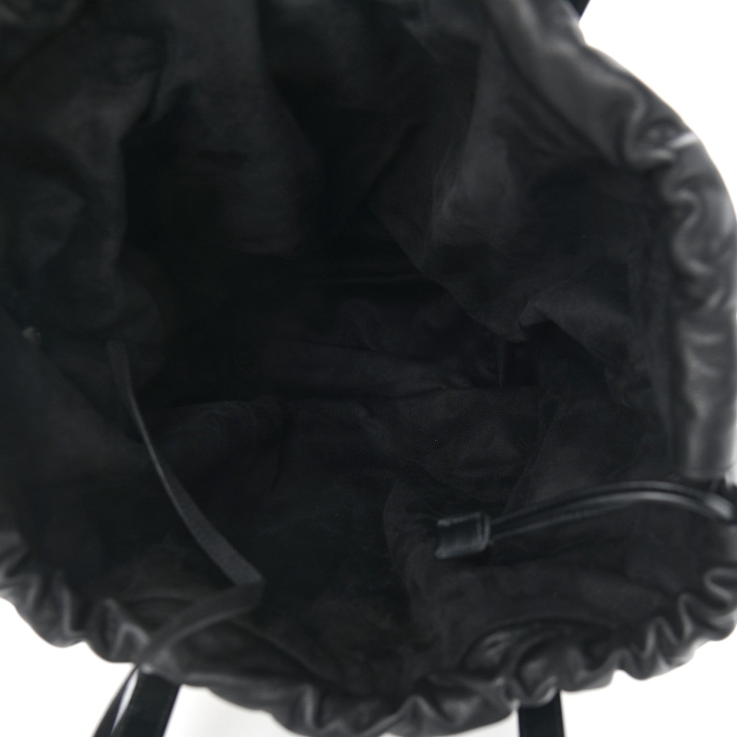 Saint Laurent Canvas Calfskin Teddy Drawstring Shopping Tote White Black 7 of 12