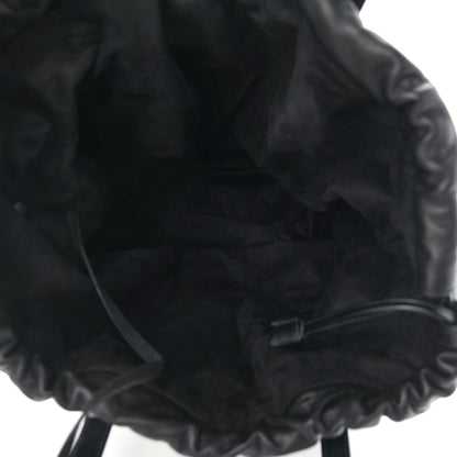 Saint Laurent Canvas Calfskin Teddy Drawstring Shopping Tote White Black 7 of 12