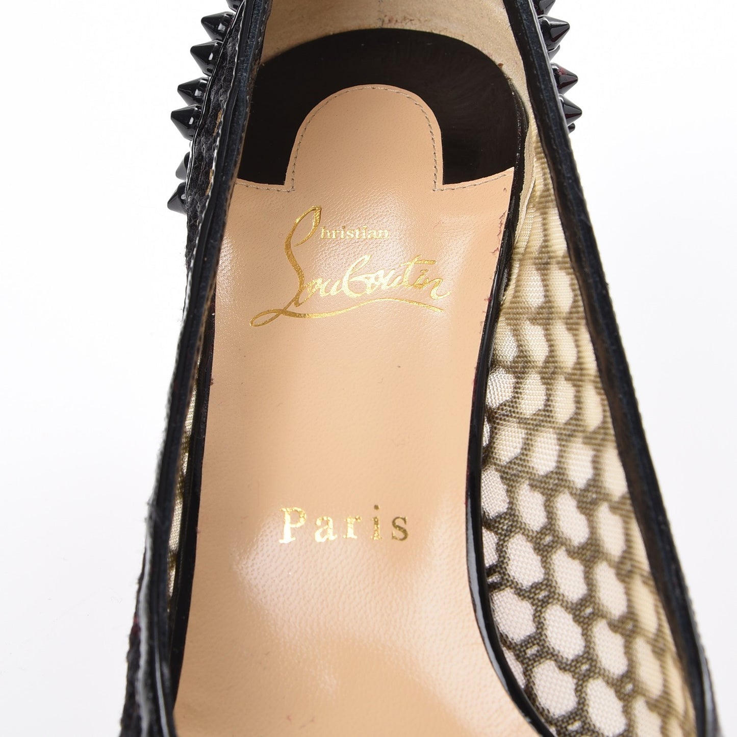 Fishnet Patent Guni 55 Spiked Pumps 41 Black