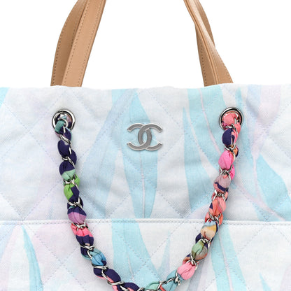 Chanel Canvas Quilted Jungle Jeans Tote White Multicolor 7 of 9