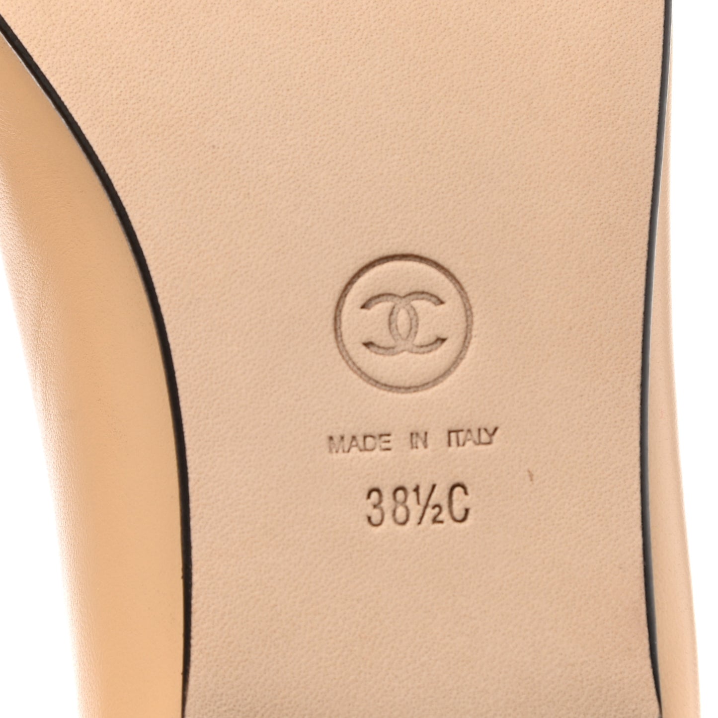 Lambskin Cap Toe CC Ballerina Flats 38.5 Beige Black