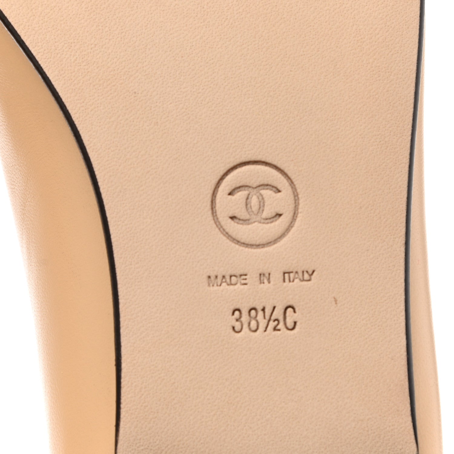 Chanel Lambskin Cap Toe CC Ballerina Flats 38.5 Beige Black 6 of 9