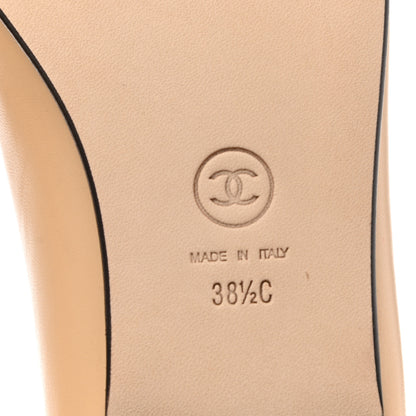 Chanel Lambskin Cap Toe CC Ballerina Flats 38.5 Beige Black 6 of 9