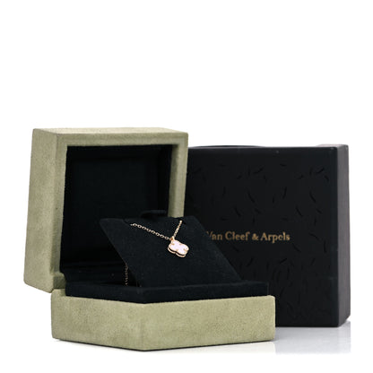 Van Cleef & Arpels 18K Yellow Gold Mother of Pearl Sweet Alhambra Pendant Necklace 8 of 8