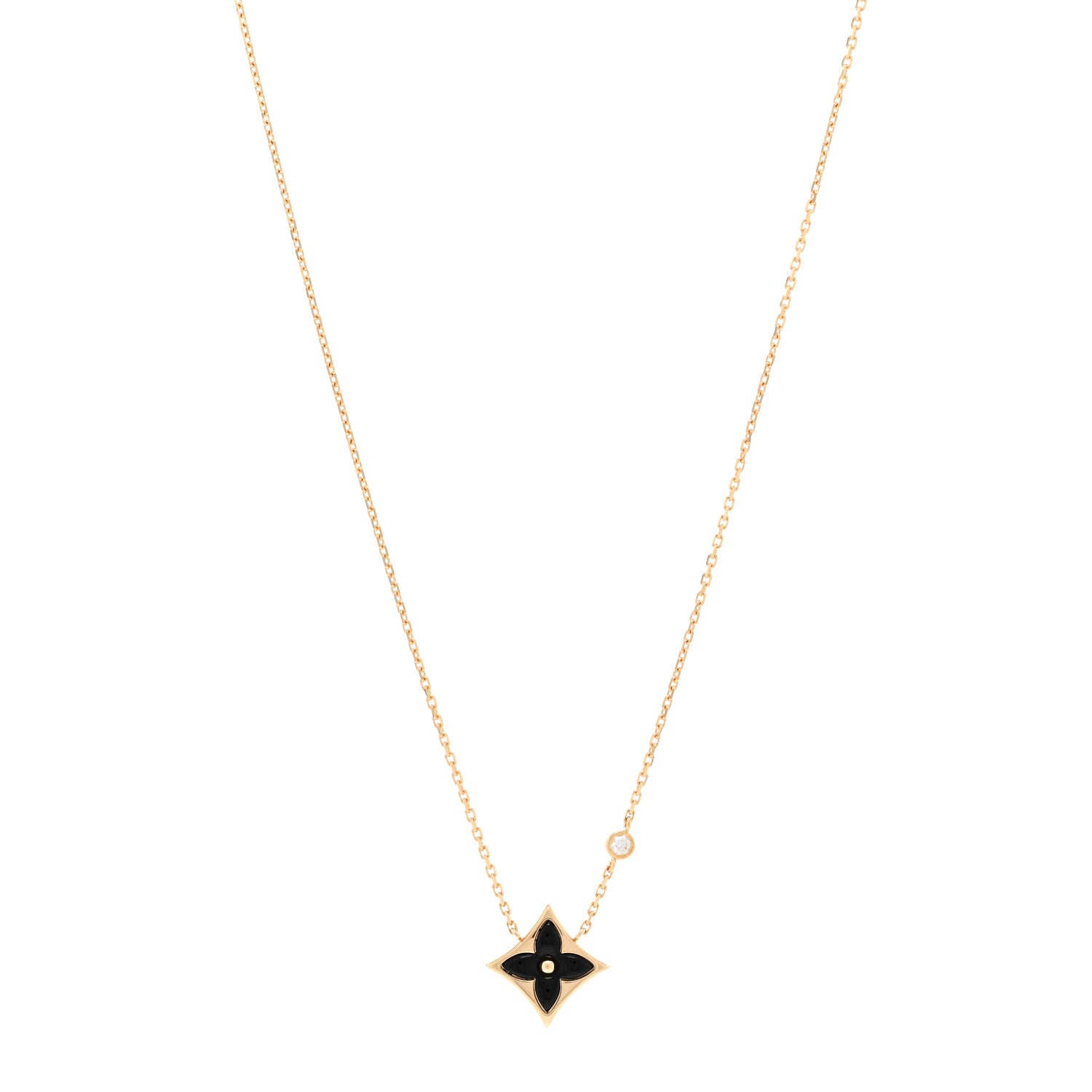 Louis Vuitton 18K Yellow Gold Diamond Black Onyx Color Blossom BB Star Pendant Necklace 1 of 6