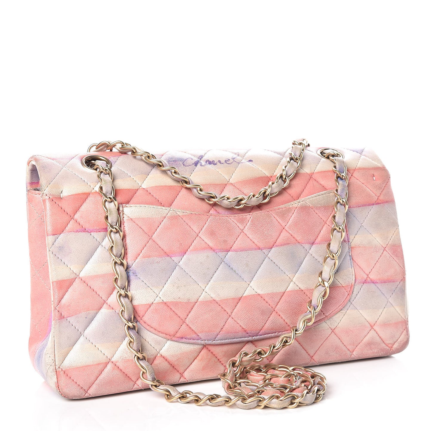 Lambskin Quilted Medium Double Flap Multicolor
