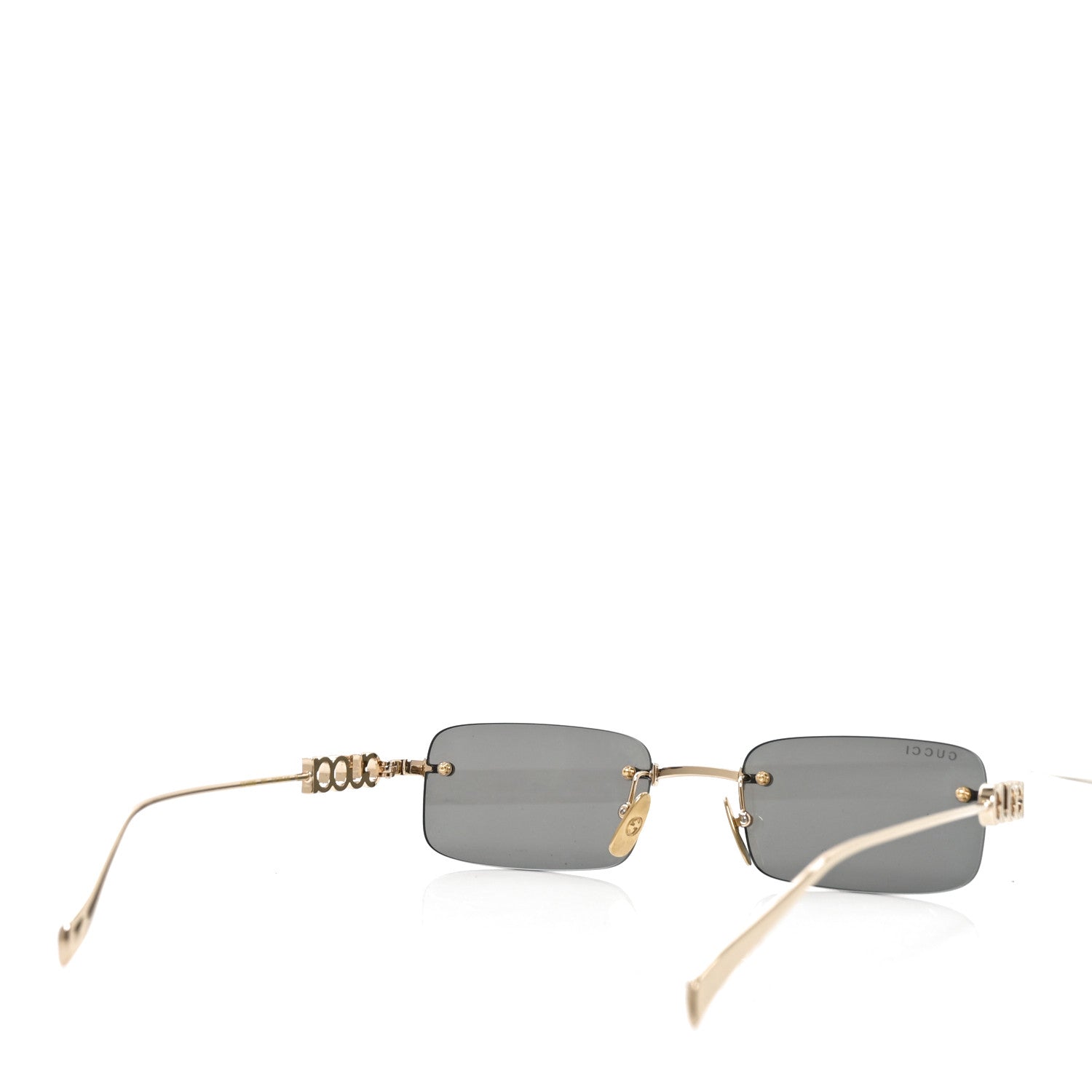 Gucci Metal Logo Rectangle Sunglasses GG1808S Gold 4 of 7