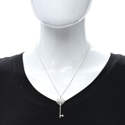 Tiffany Sterling Silver Blue Sapphire Enchant Heart Key Pendant Necklace 3 of 4