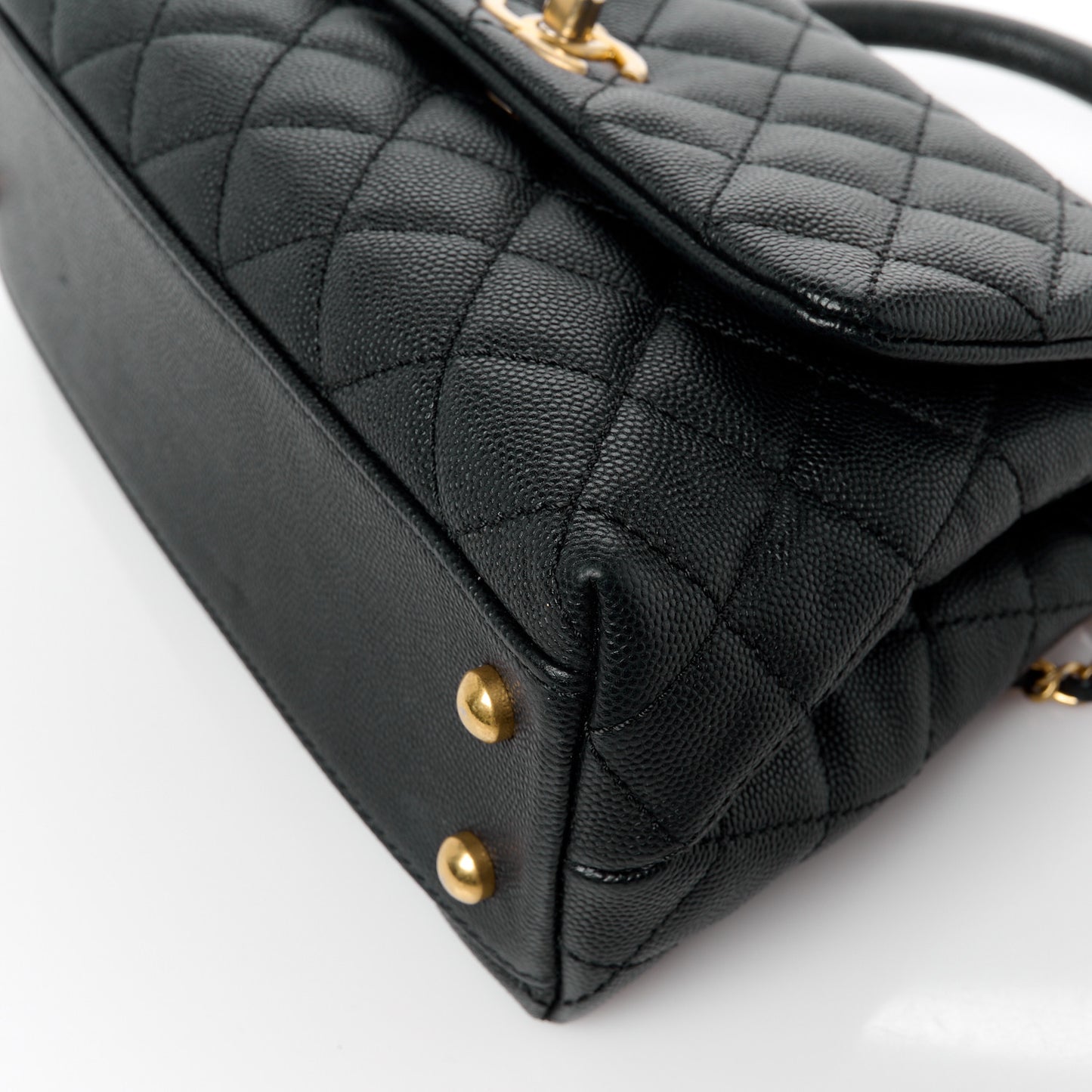 Caviar Quilted Mini Coco Handle Flap Black