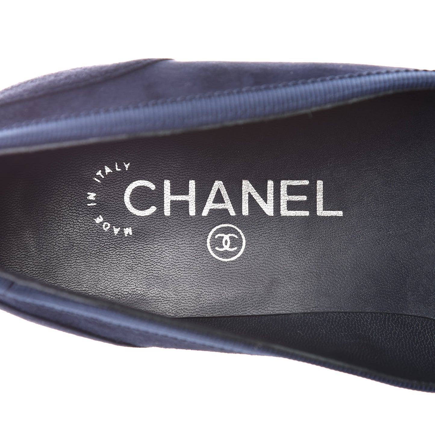 Kid Suede Grosgrain Moccasin Loafers 36.5 Navy