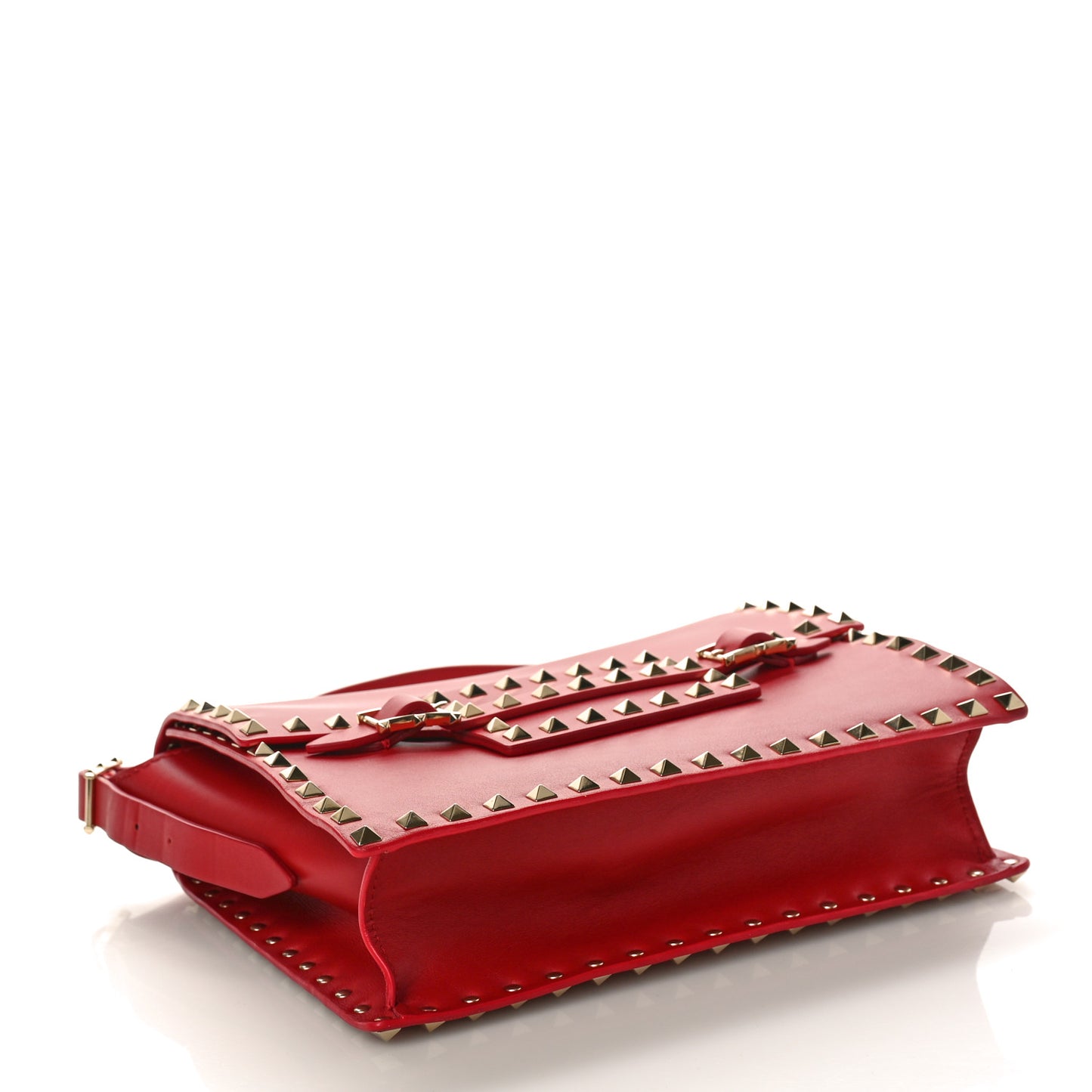 Calfskin Rockstud Flap Shoulder Bag Rosso Valentino