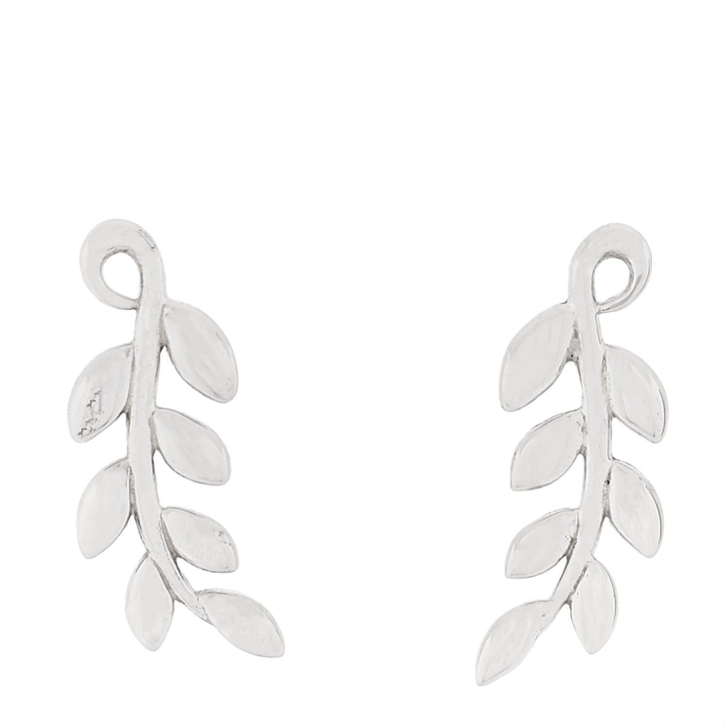 Tiffany Sterling Silver Paloma Picasso Olive Leaf Climber Earrings 1 of 4