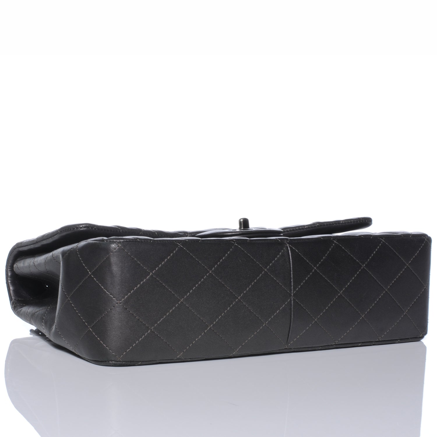 Chanel Lambskin Quilted Jumbo Single Flap Dark Metallic Grey 4 of 9