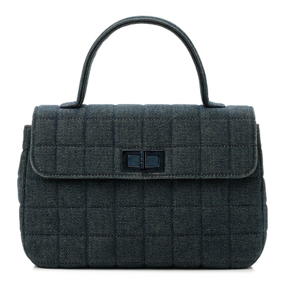 Chanel Denim Quilted Chocolate Bar Mademoiselle Top Handle Bag 1 of 9