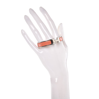 Hermes Enamel Narrow Clic Clac H Bracelet PM Mango Blanc White 2 of 4