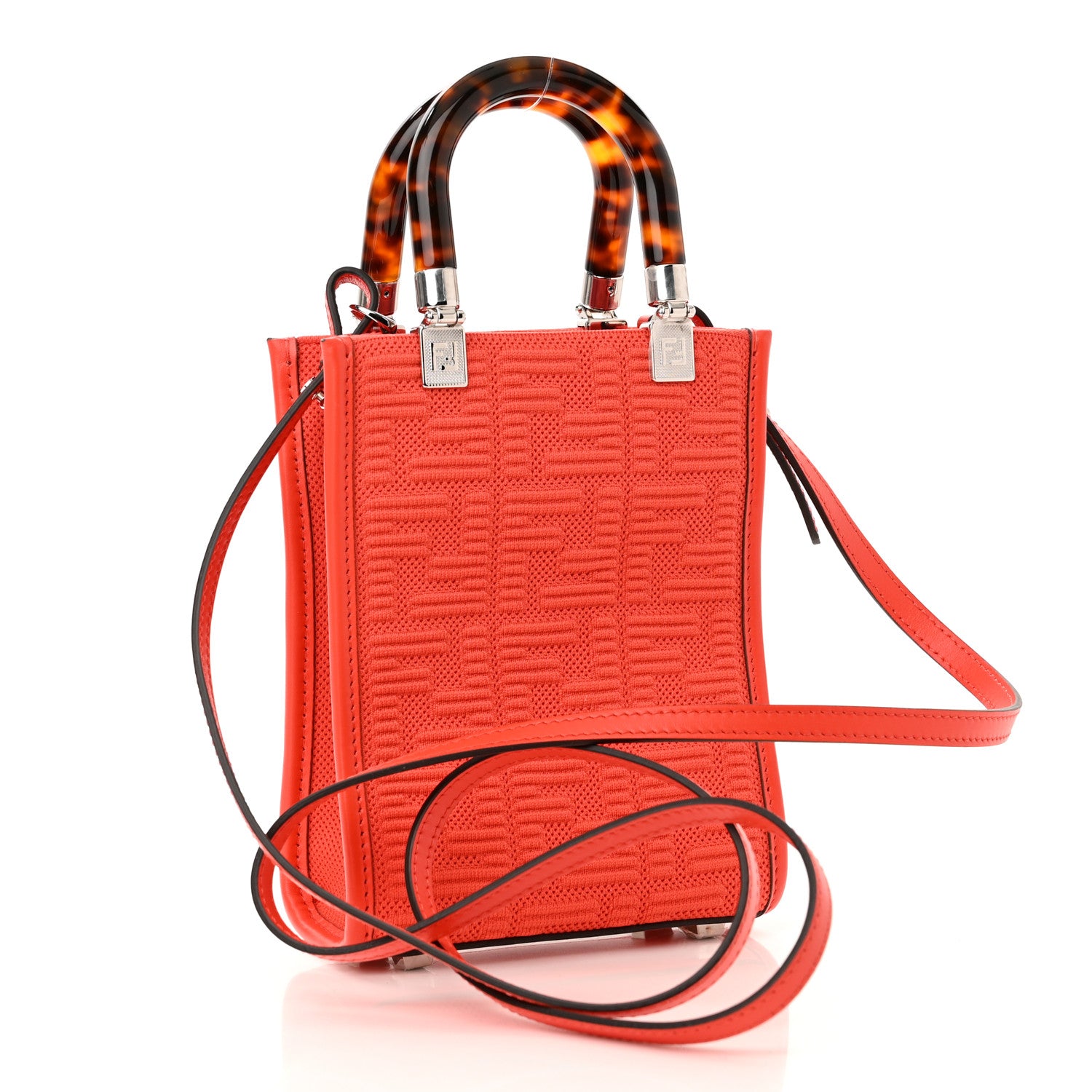 Fendi Technical Fabric Vitello Ceylon Plexiglass FF Mini Fendi Sunshine Shopper Tote Tulipano 3 of 10