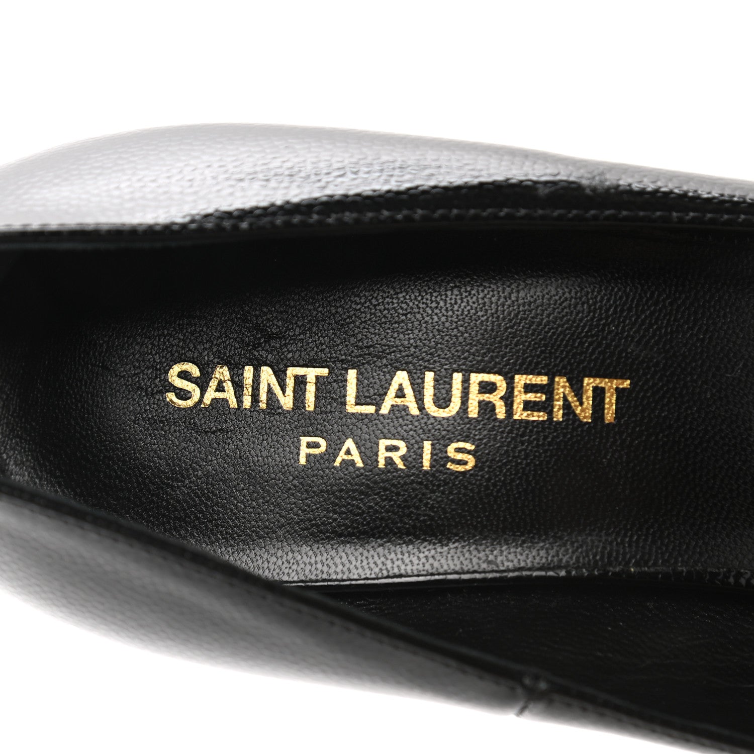 Saint Laurent Pebbled Patent Calfskin Janis 105 Platform Pumps 37 Black 7 of 9