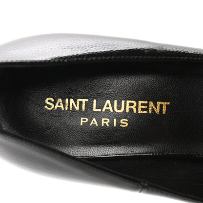 Saint Laurent Pebbled Patent Calfskin Janis 105 Platform Pumps 37 Black 7 of 9