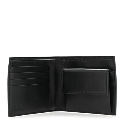 Fendi Glazed Fabric Vitello King FF 1974 Diagonal Bi-Fold Wallet Grey Black Sunflower 5 of 10
