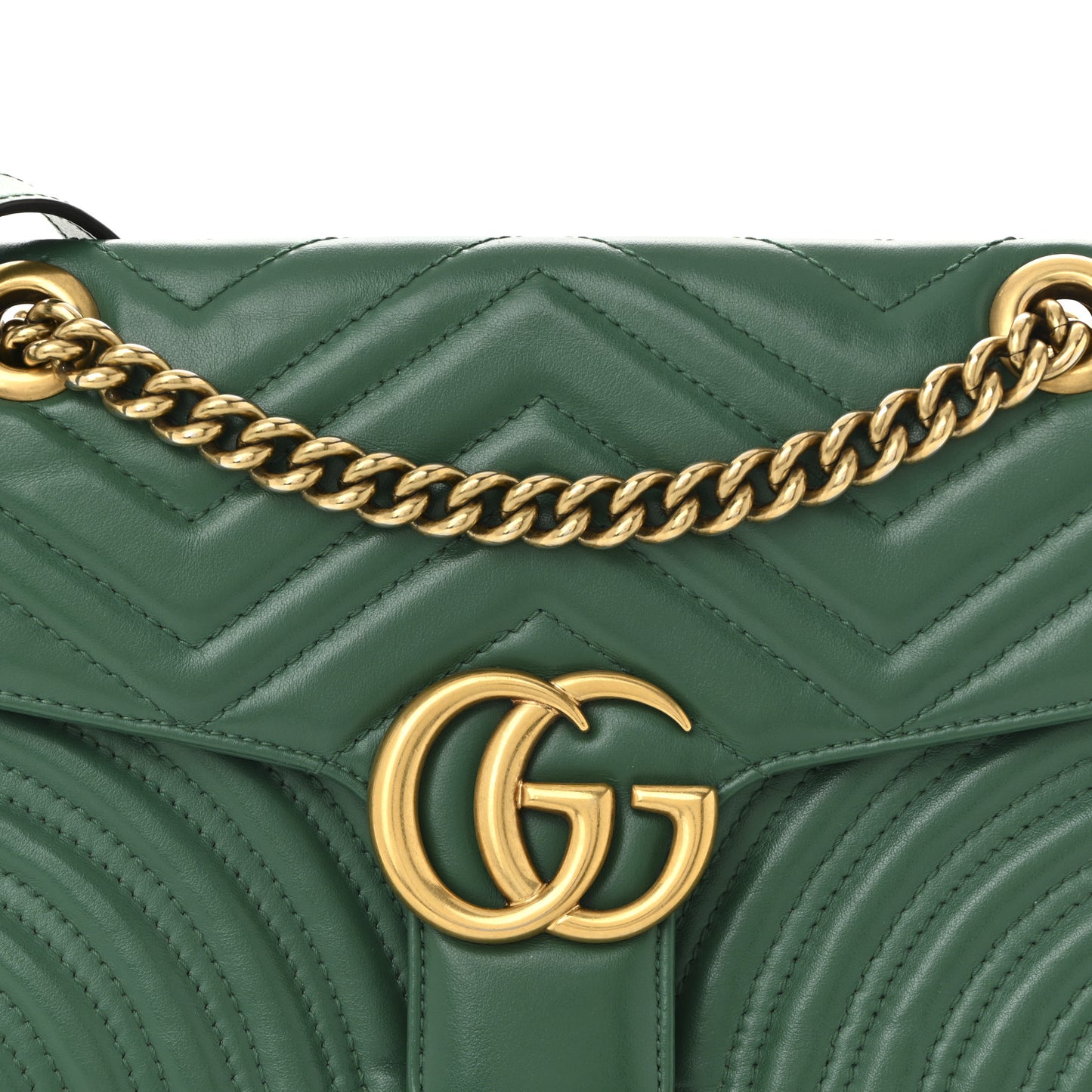 Calfskin Matelasse Small GG Marmont Shoulder Bag Emerald Green
