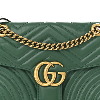 Gucci Calfskin Matelasse Small GG Marmont Shoulder Bag Emerald Green 8 of 10