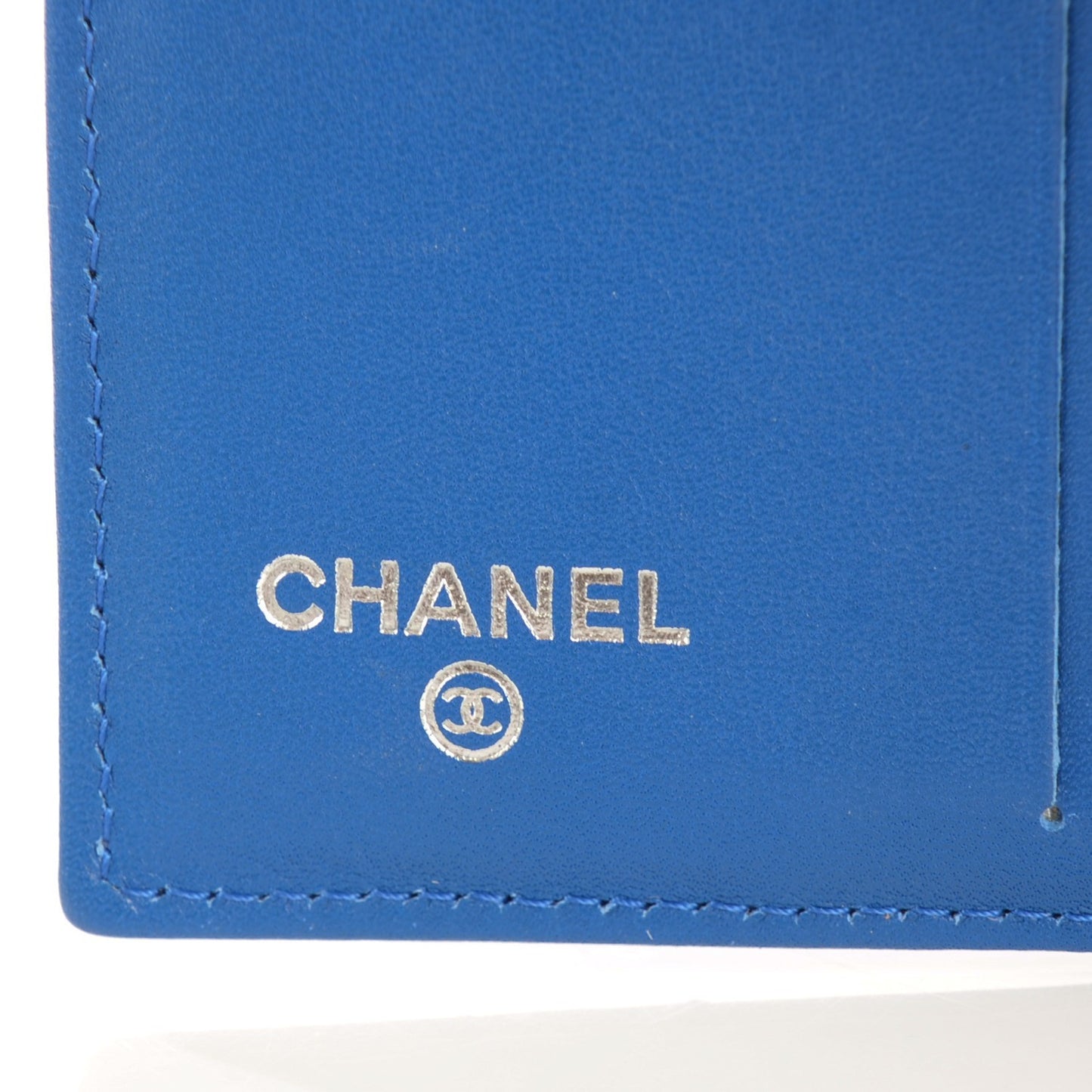 Patent Quilted CC French Wallet Blue
