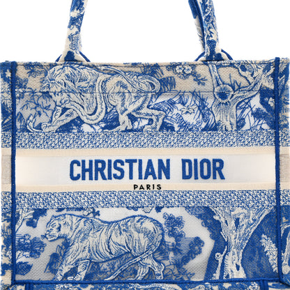Christian Dior Transparent Canvas Embroidered Small Toile De Jouy Reverse Book Tote Fluorescent Blue 8 of 10