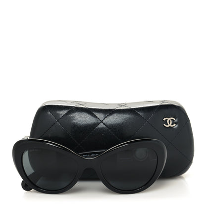 Chanel Acetate Glass Pearls Cat Eye Sunglasses 5443-H Black 8 of 8