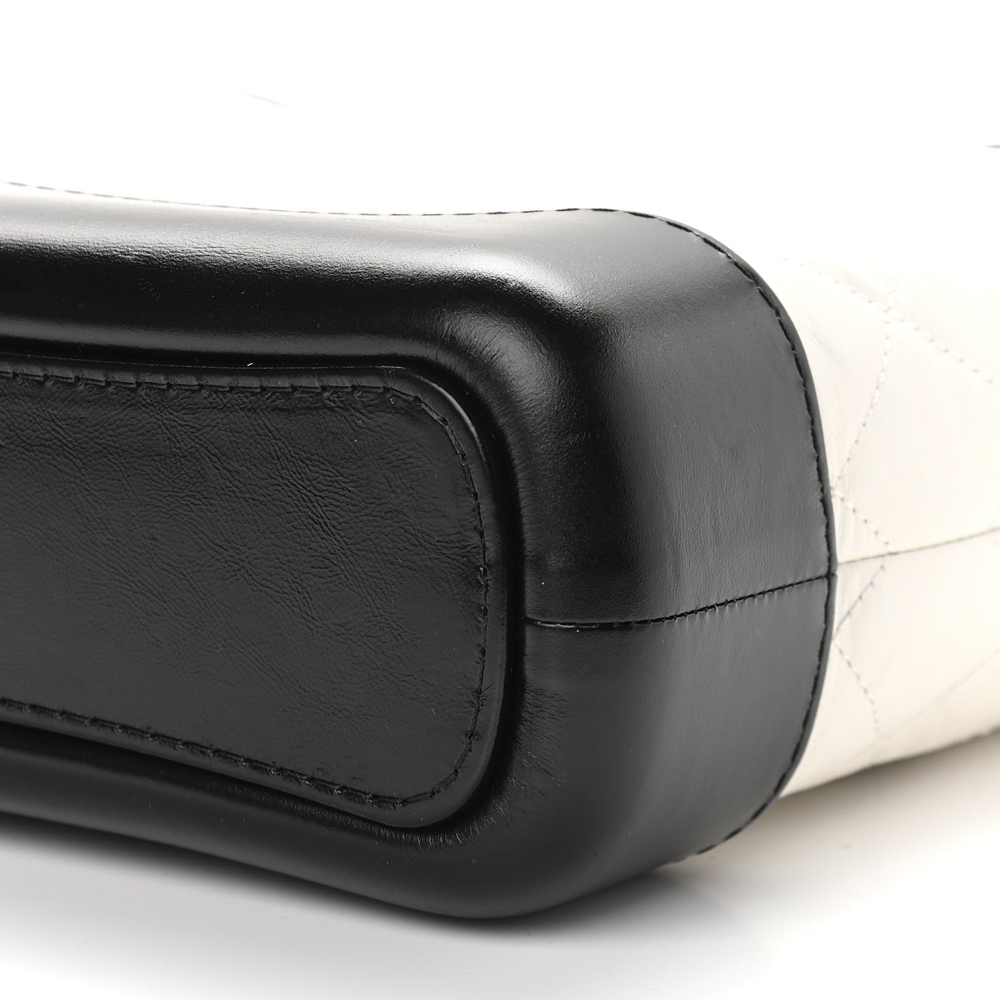 Aged Calfskin Quilted Small Gabrielle Hobo Black White