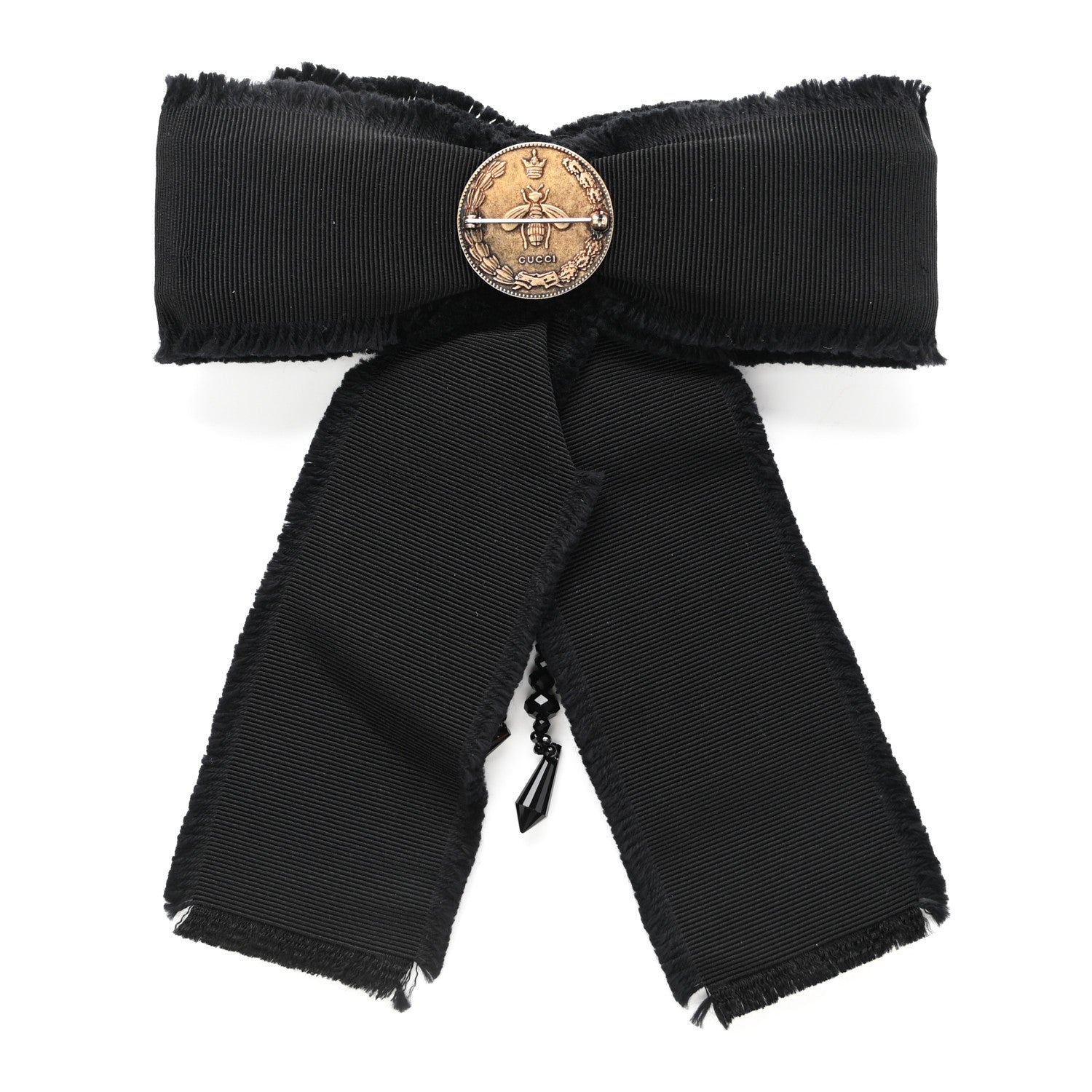 Gucci Grosgrain Crystal Bow Brooch Black 3 of 5